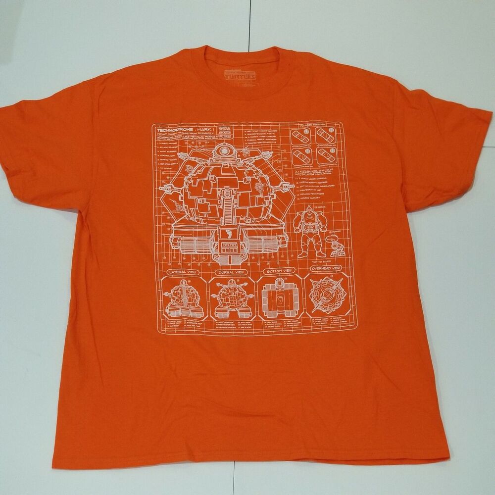 TMNT Teenage Mutant Ninja Turtles Technodrome T-shirt XL Orange New Loot Crate